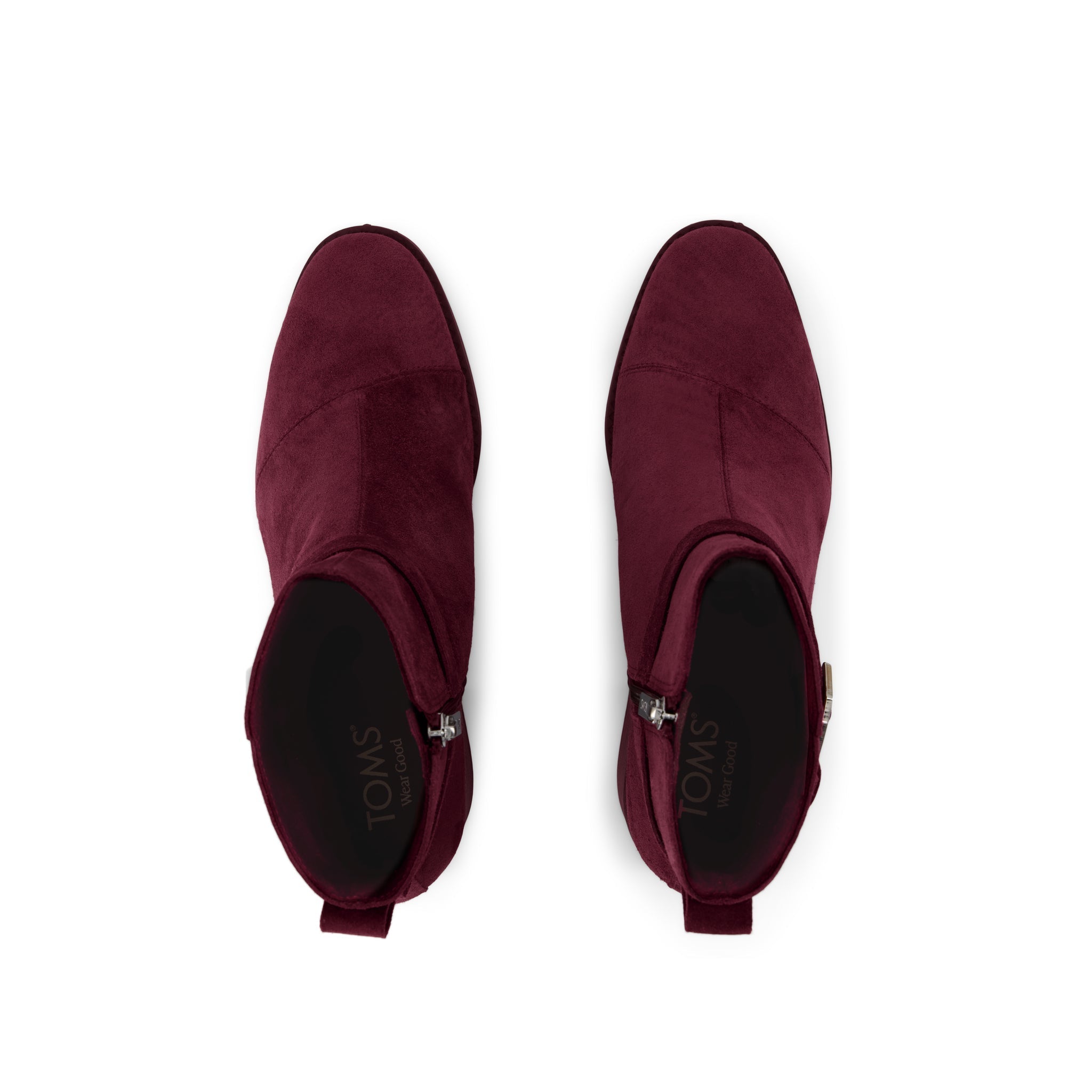 Delilah Buckle Ankle Boot - Dark Burgundy Suede Top View