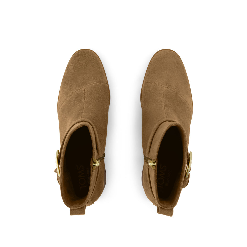 Delilah Buckle Ankle Boot - Toffee Suede Top View