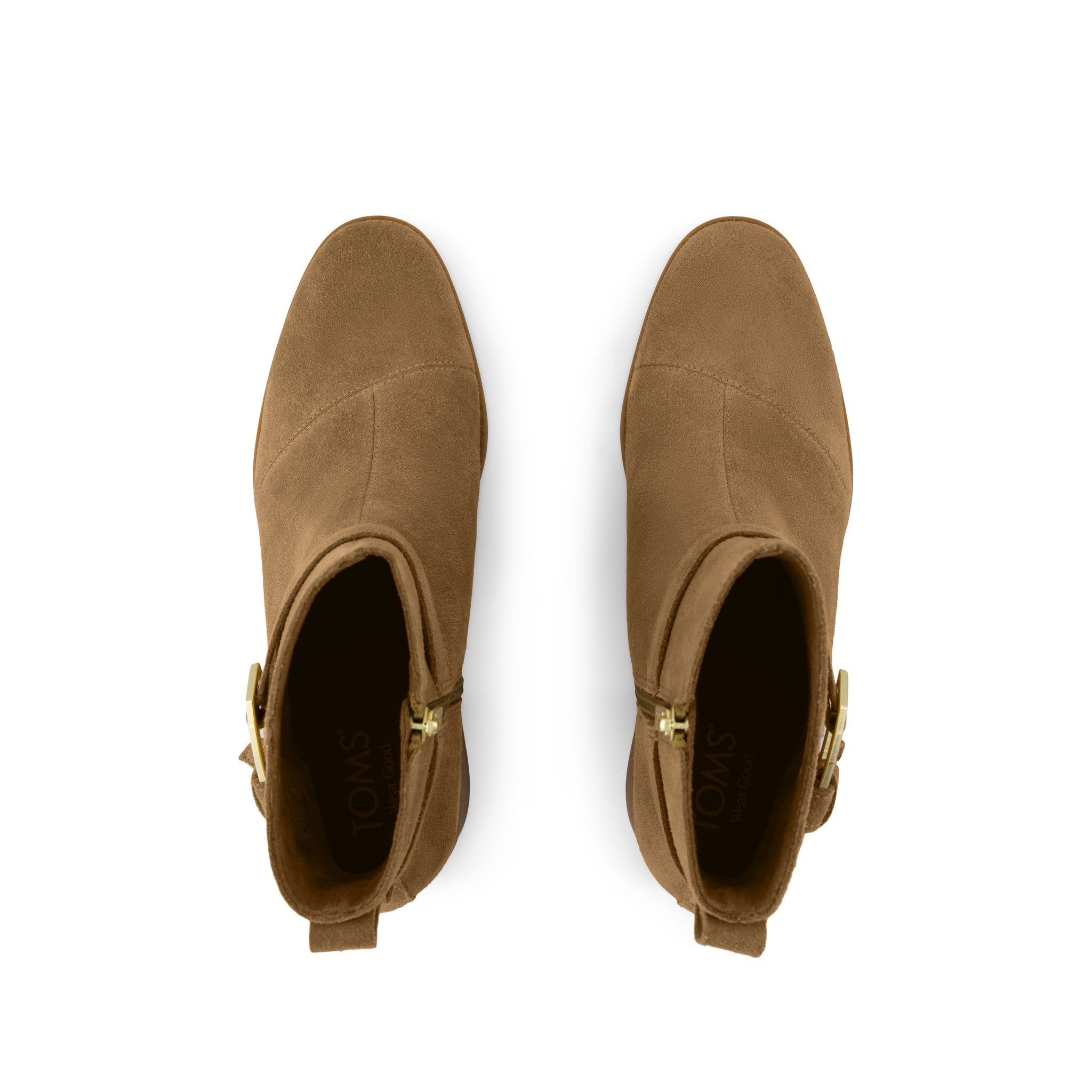 Delilah Buckle Ankle Boot - Toffee Suede Top View