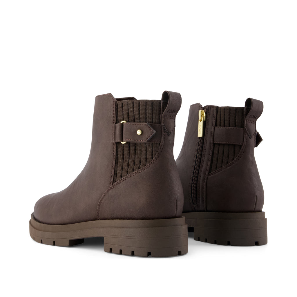 Astrid Boot - Water Repellent Chocolate Brown Faux Leather Back View