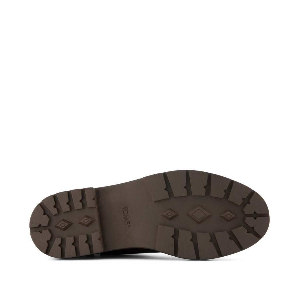 Astrid Boot - Water Repellent Chocolate Brown Faux Leather Bottom Sole View