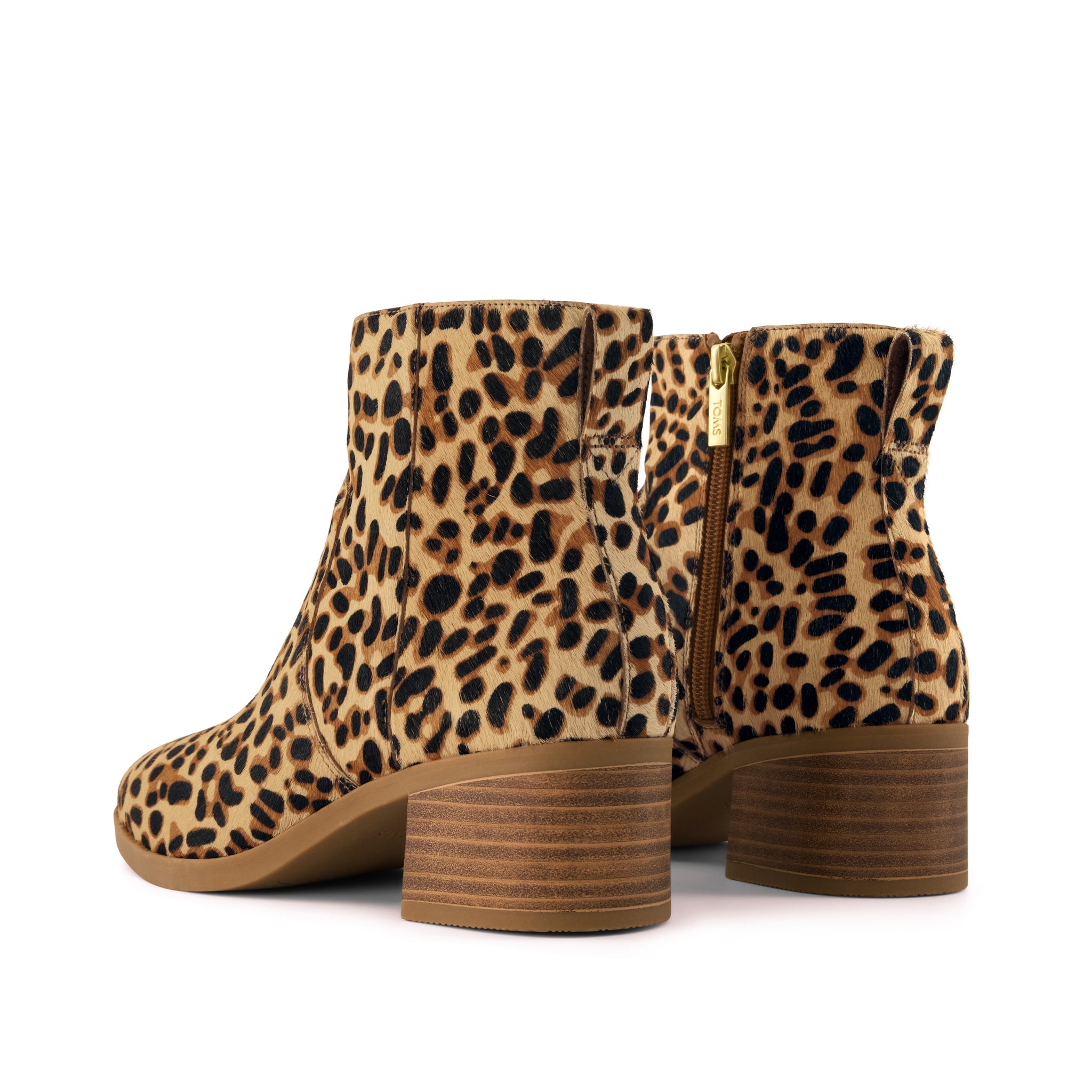 Delilah Heeled Boot - Brown Sugar Leopard Print Hair Leather Back View