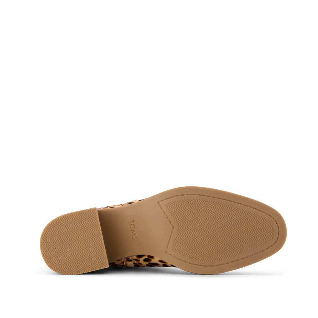 Delilah Heeled Boot - Brown Sugar Leopard Print Hair Leather Bottom Sole View