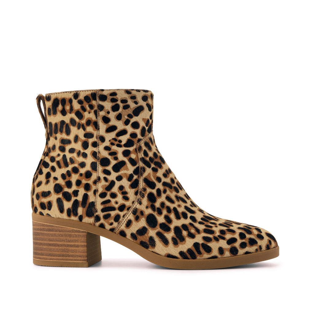 Delilah Heeled Boot - Brown Sugar Leopard Print Hair Leather Side View