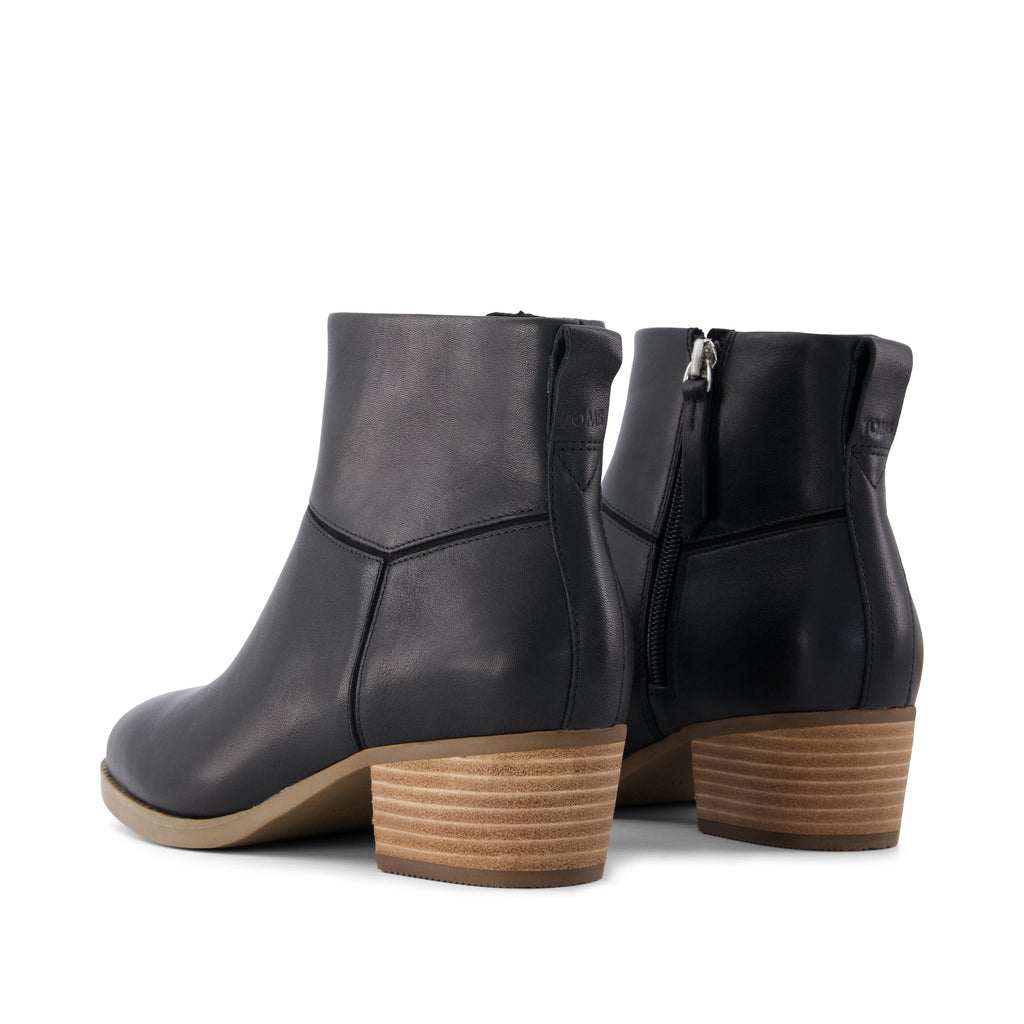 Elia Ankle Boot - Water Resistant Black Leather Back View