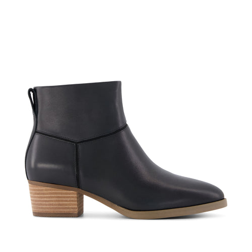 Elia Ankle Boot - Water Resistant Black Leather Side View
