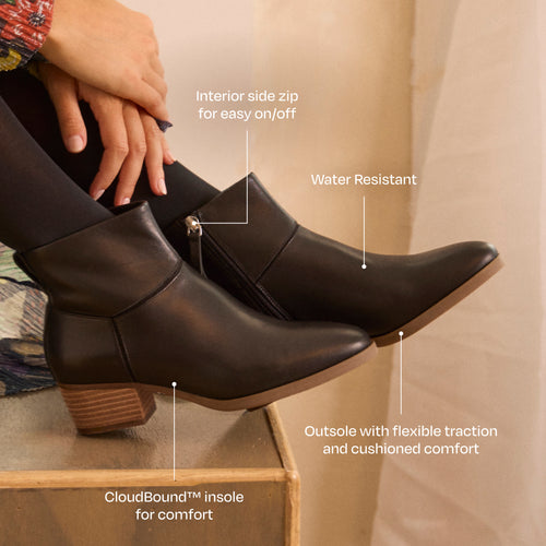Elia Stiefel mit Absatz - Wasserfest schwarzes Leder