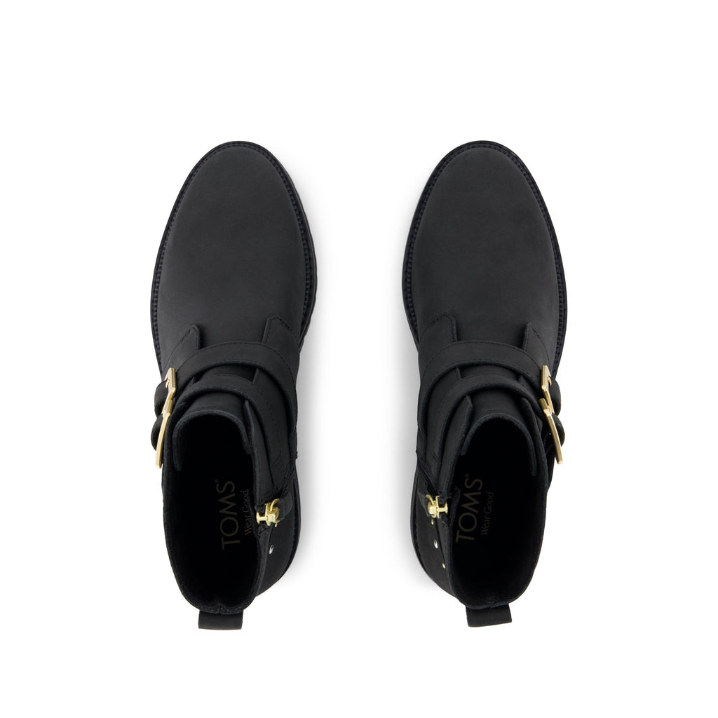 Simone Ankle Boot - Water Resistant Black Nubuck Leather w/ Studs Top View