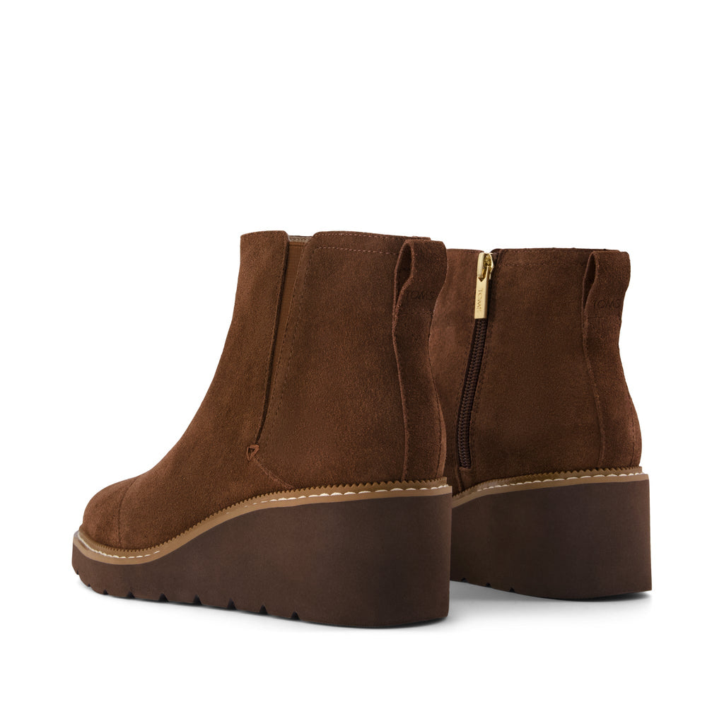 Mina Wedge Boot - Water Repellent Hot Cocoa Suede Back View