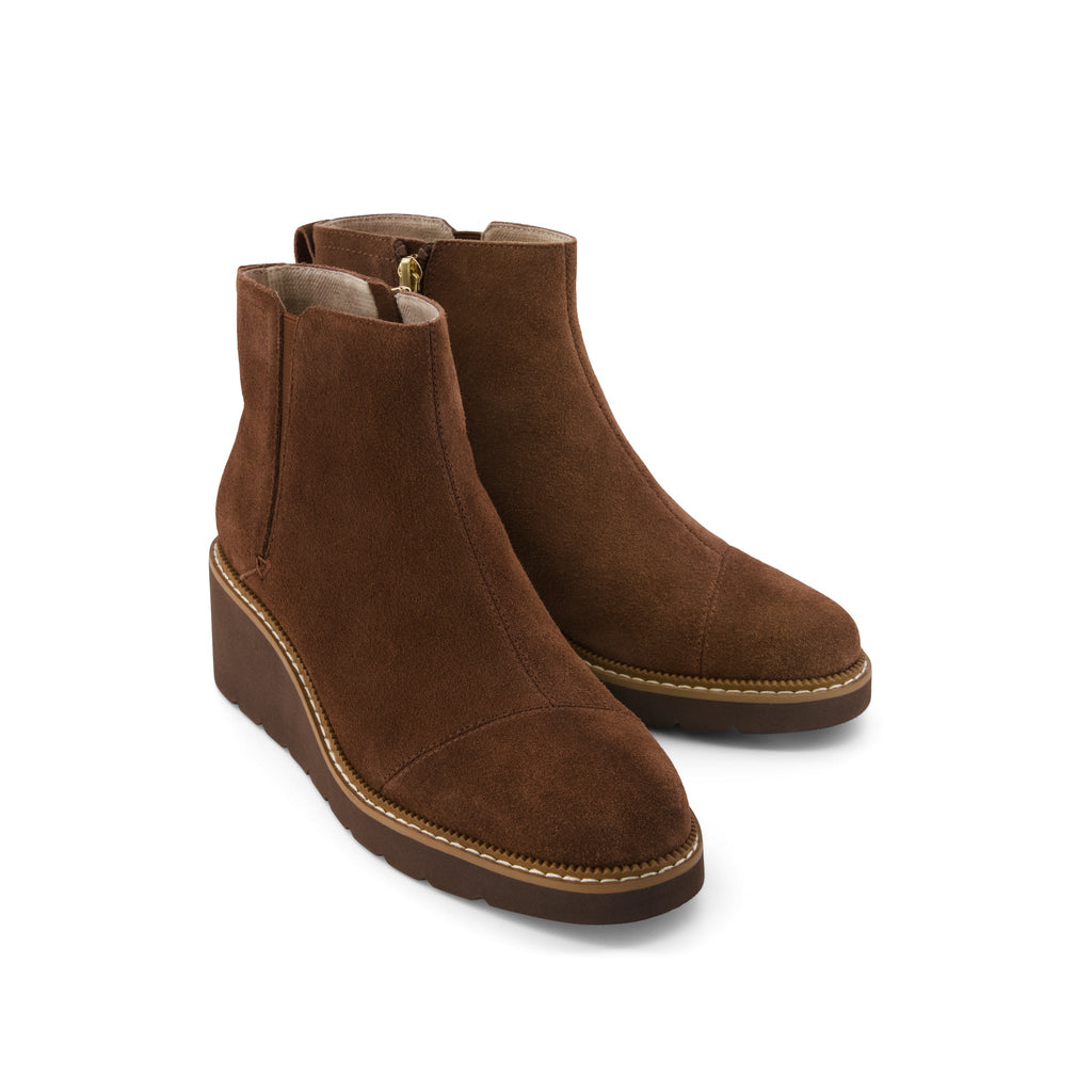 Mina Wedge Boot - Water Repellent Hot Cocoa Suede Front View