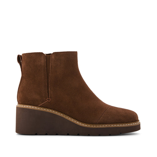 Mina Wedge Boot - Water Repellent Hot Cocoa Suede Side View