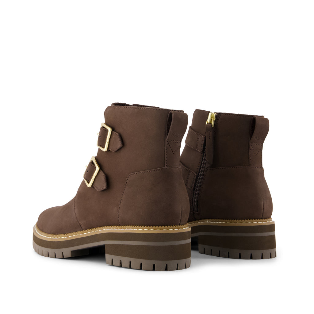 Simone Ankle Boot - Water Resistant Chocolate Brown Nubuck Leather Back View