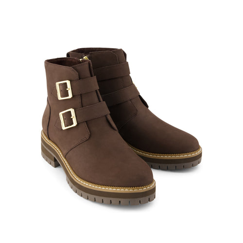 Simone Ankle Boot - Water Resistant Chocolate Brown Nubuck Leather Front View