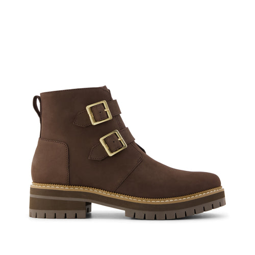 Simone Ankle Boot - Water Resistant Chocolate Brown Nubuck Leather Side View