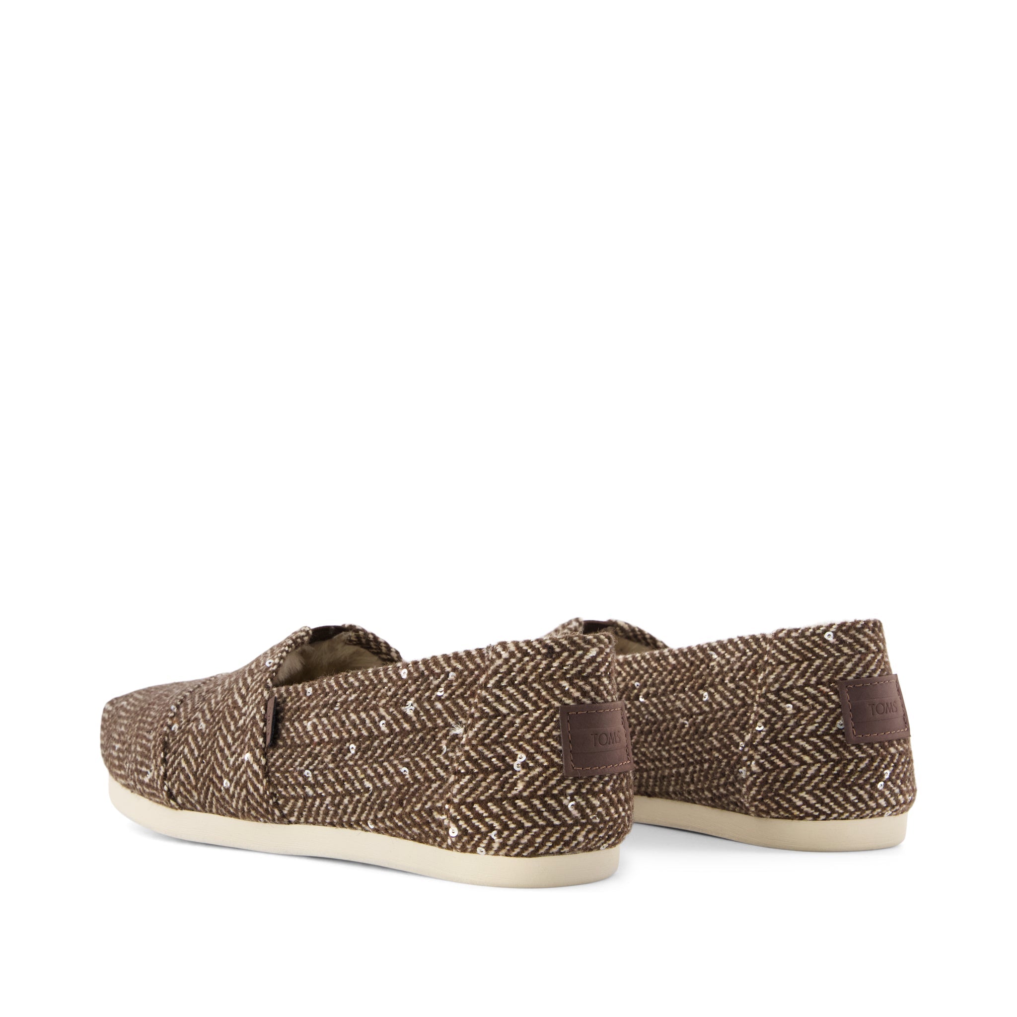 Alpargata Classic - Hot Cocoa Sequin Herringbone w/ Faux Fur Back View