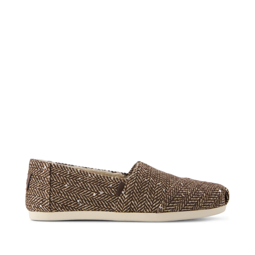 Alpargata Classic - Hot Cocoa Sequin Herringbone w/ Faux Fur Side View