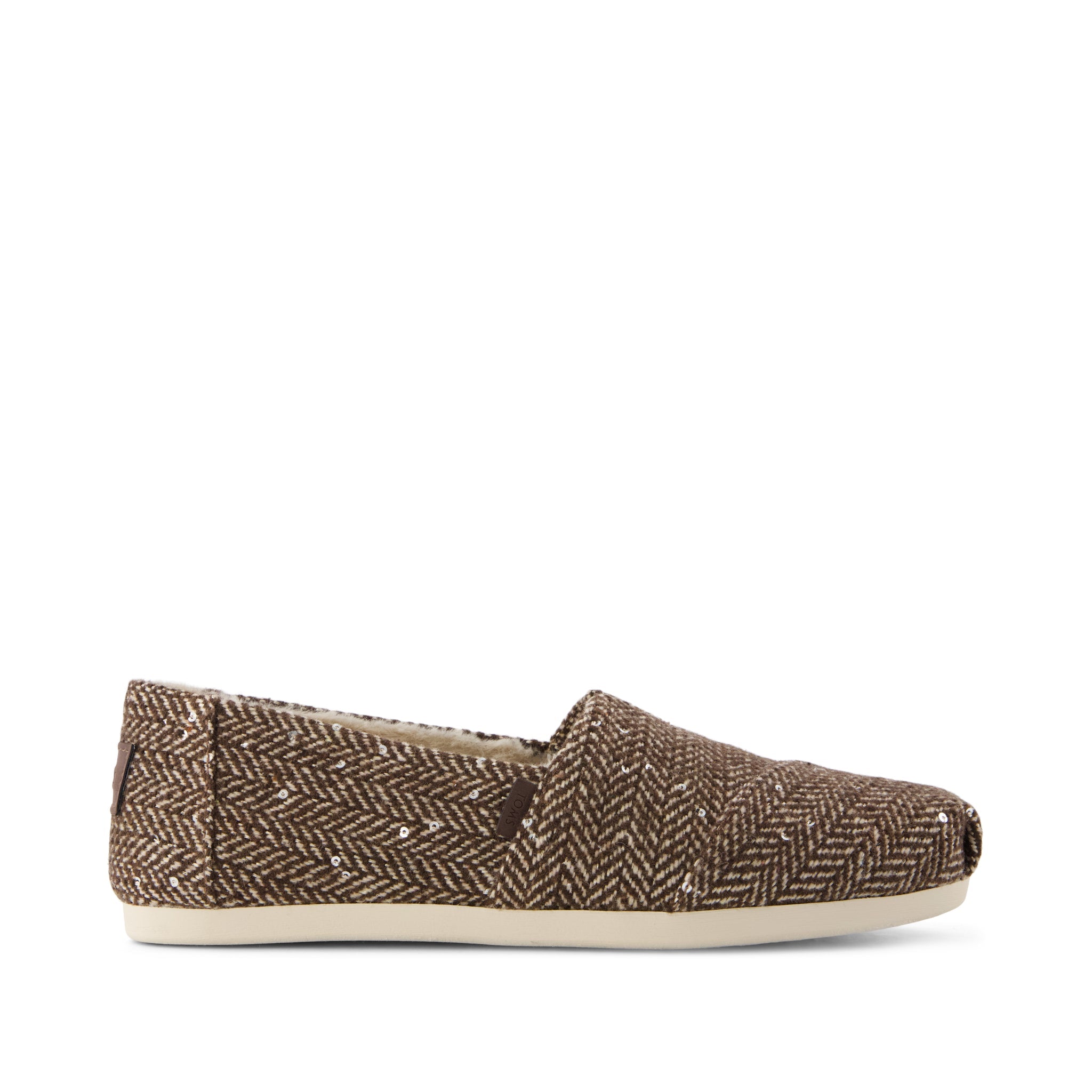 Alpargata Classic - Hot Cocoa Sequin Herringbone w/ Faux Fur Side View