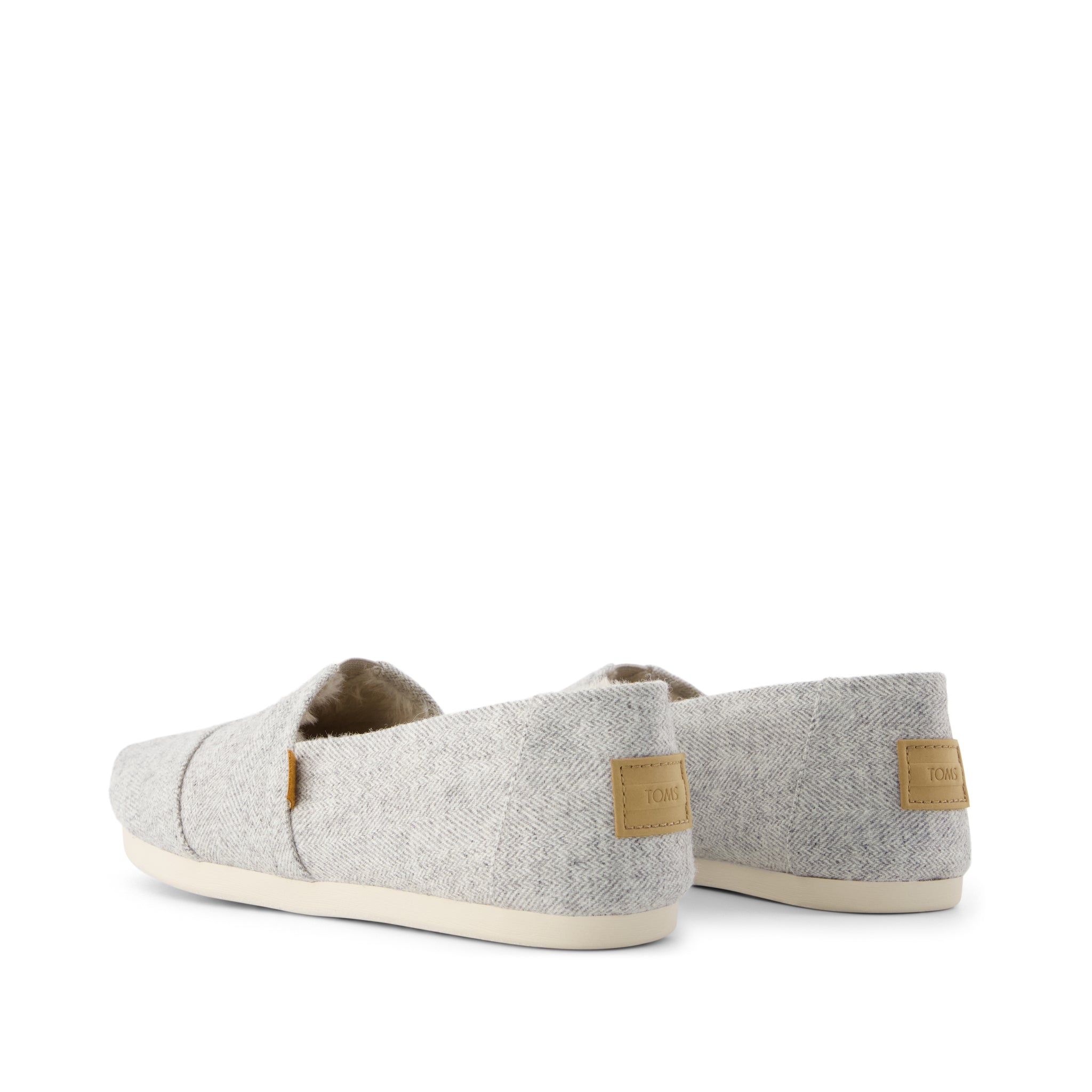 Alpargata Classic - Light Grey Heritage Herringbone w/ Faux Fur Back View