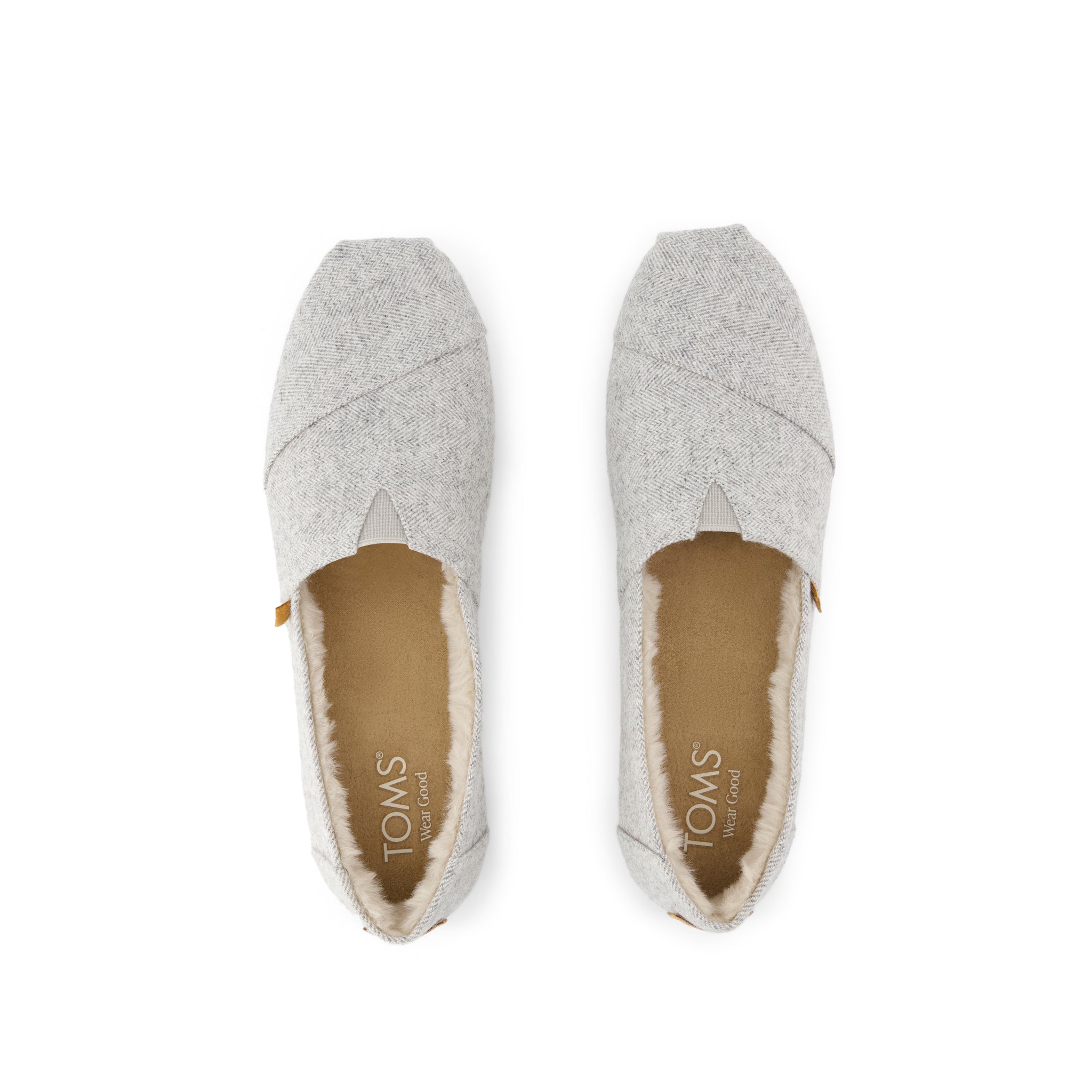 Alpargata Classic - Light Grey Heritage Herringbone w/ Faux Fur Top View