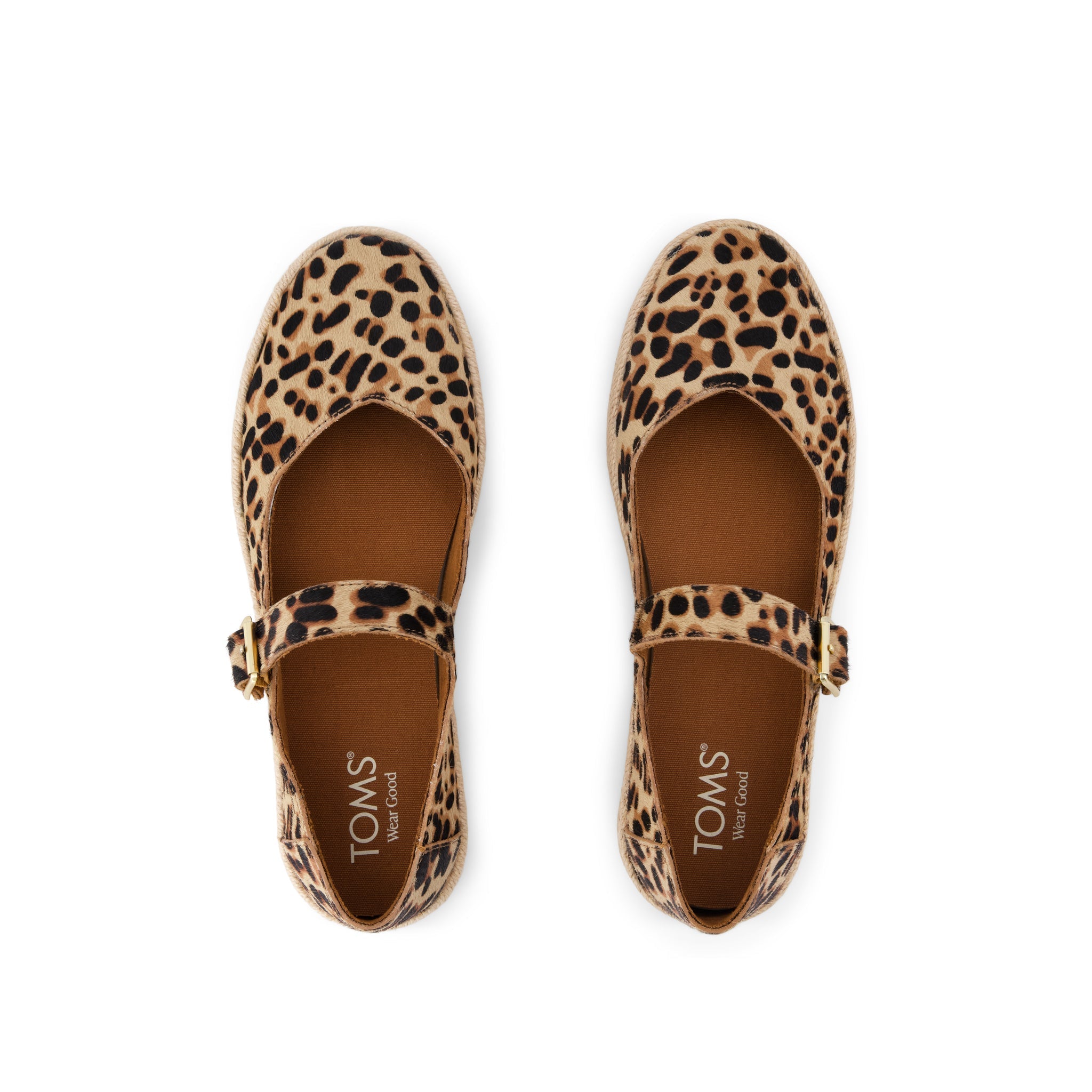 Carolina Mary Jane Espadrille - Brown Sugar Leopard Print Hair Top View