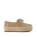 Valencia Lace-Up Platform Espadrille - Taupe Brown Suede with Deco Stitch