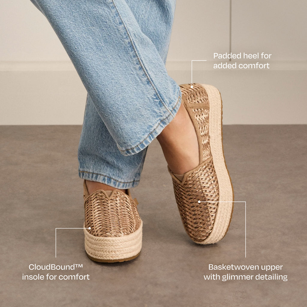 Valencia Plateau-Espadrille - Bronze Natur Deco Korbgeflecht