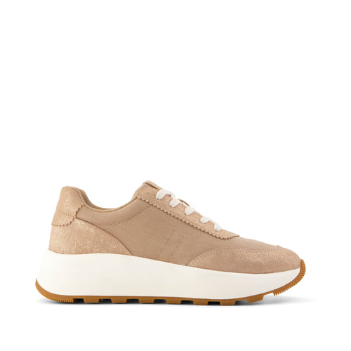 TRVL Lite Wedge Sneaker - Water Repellent Taupe Vintage Twill Side View