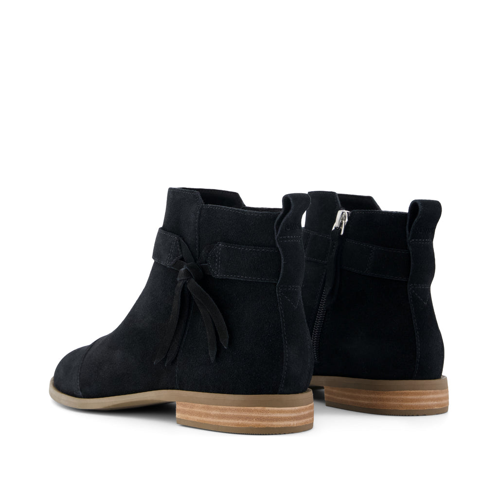 Stacey Ankle Bootie - Black Suede Back View