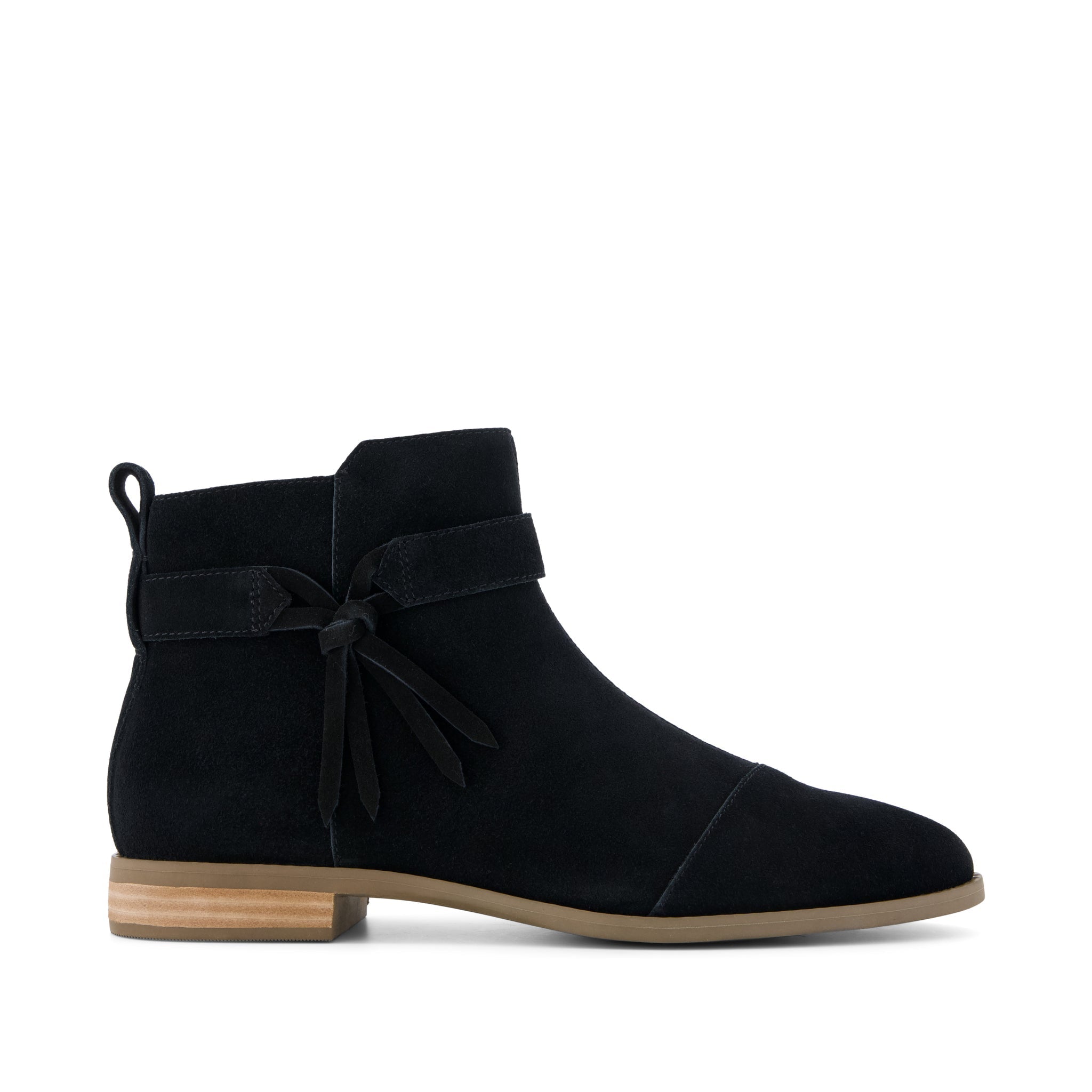Stacey Ankle Bootie - Black Suede Side View