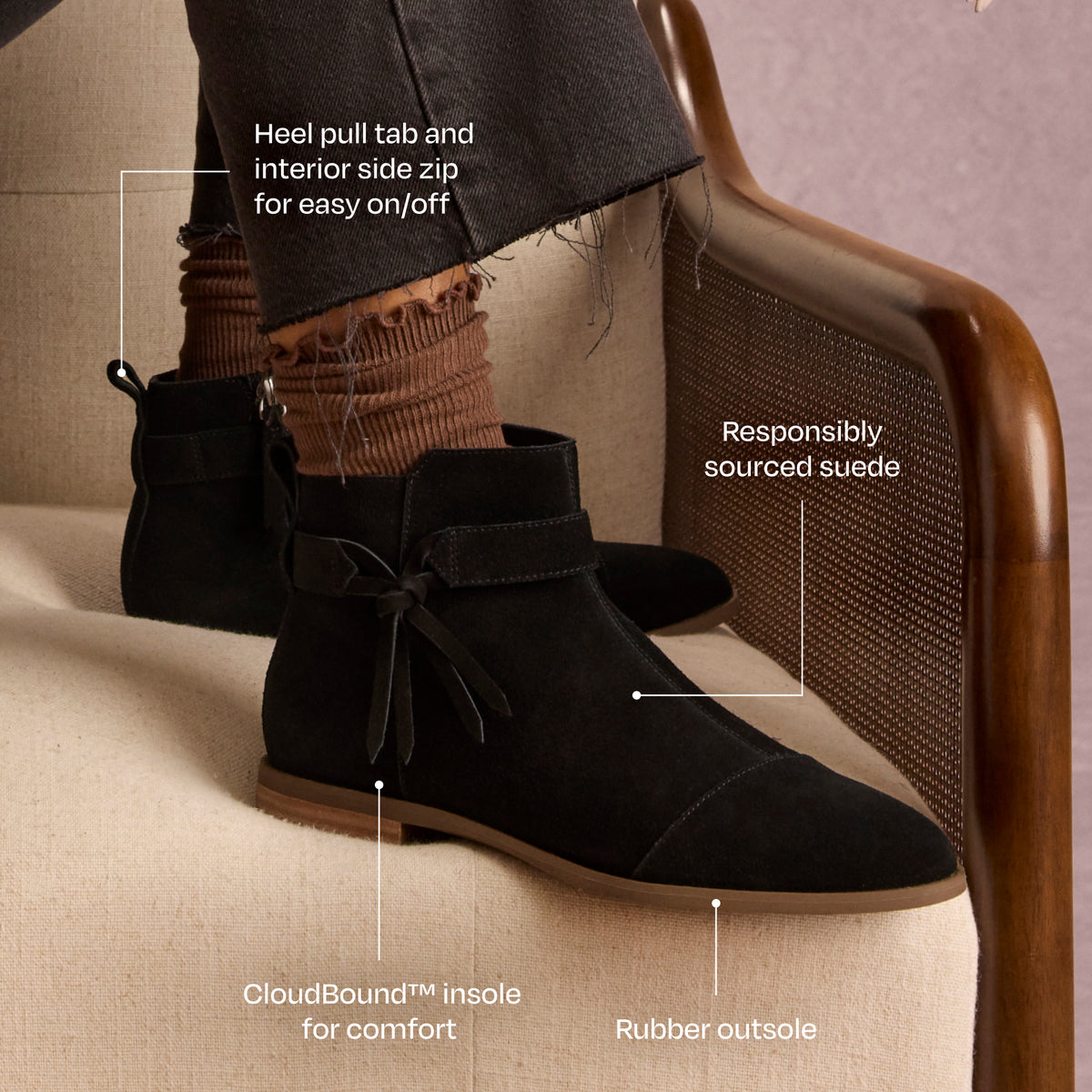 Stacey Stiefel - Schwarzes Wildleder