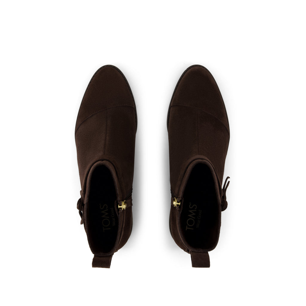 Stacey Ankle Bootie - Chocolate Brown Suede Top View
