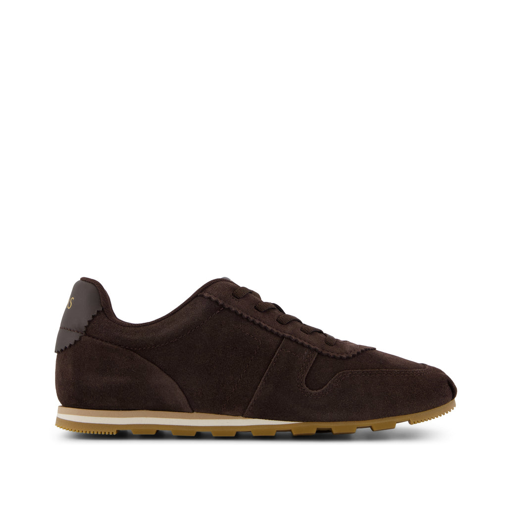 TRVL LITE Palisade Sneaker - Water Repellent Chocolate Brown Suede Side View