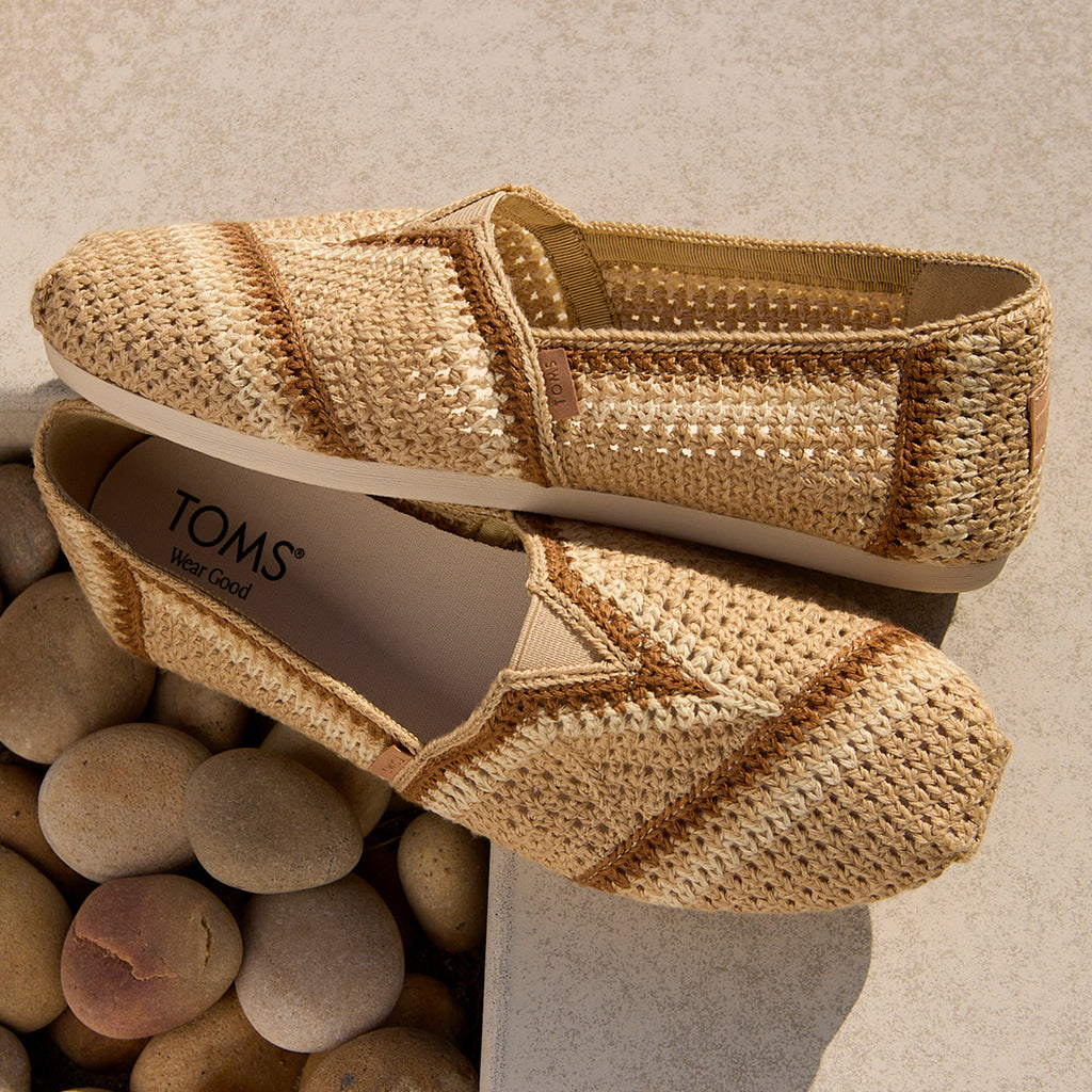 Alpargata  - Beige & Brown Stripe Crochet