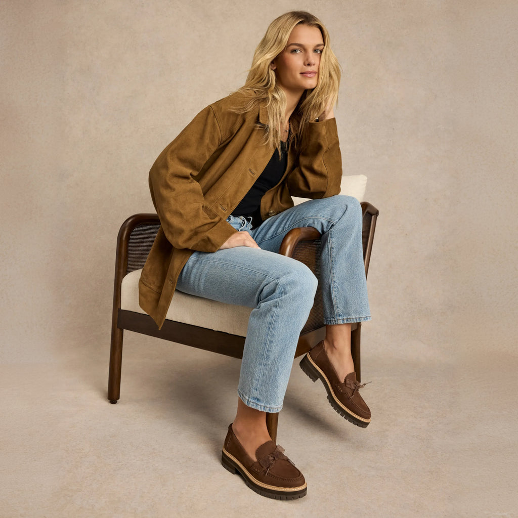 Cara Bow Loafer - Heißer Cocoa Braun Leder