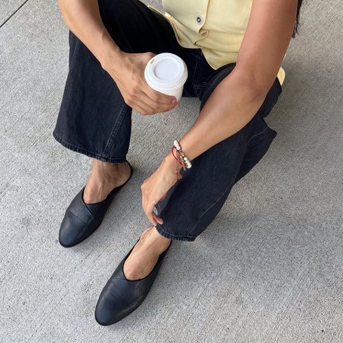Mules Amelia - PU grainé noir