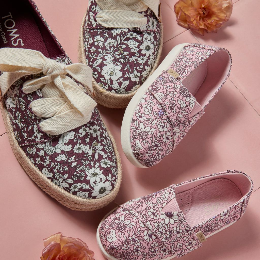 Carolina Lace-Up Espadrille - Donker Bourdeaux Rood Bloemenprint