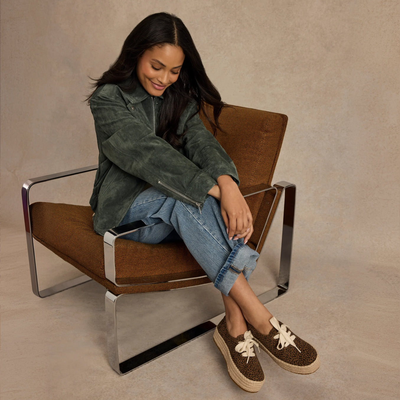 Valencia Schnür-Platteau-Espadrille - Toffee Braunes Mikro-Leopardenmuster