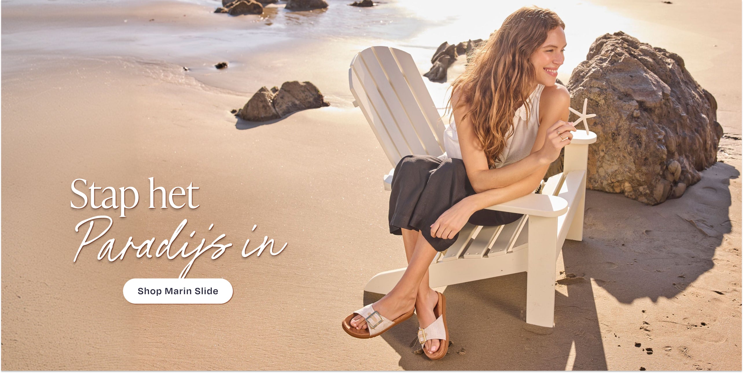Marin Slide Sandal op model