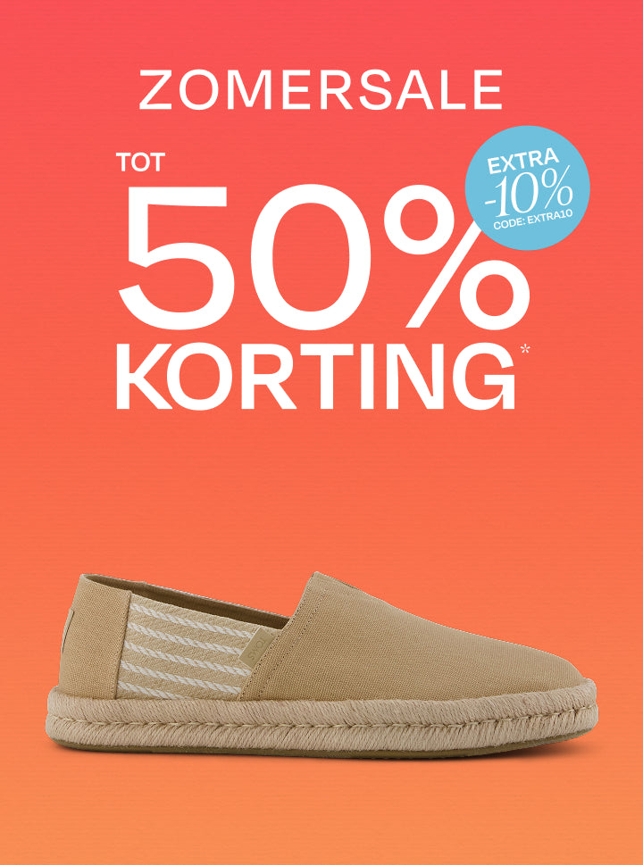 TOMS zomersale, tot 50% korting + extra 10% korting, gebruik code: EXTRA10