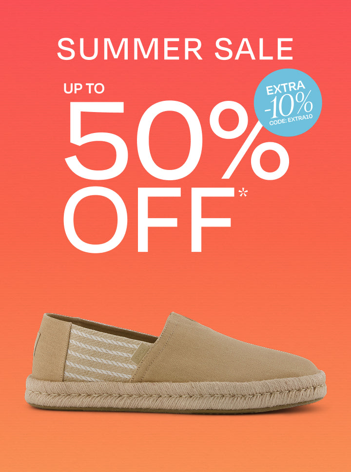 TOMS summer sale, up to 50% off + extra 10% off, use code: EXTRA10