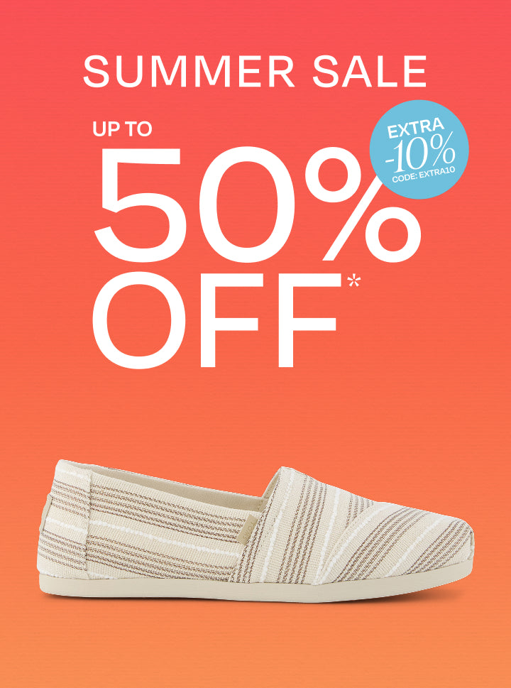 TOMS summer sale, up to 50% off + extra 10% off, use code: EXTRA10
