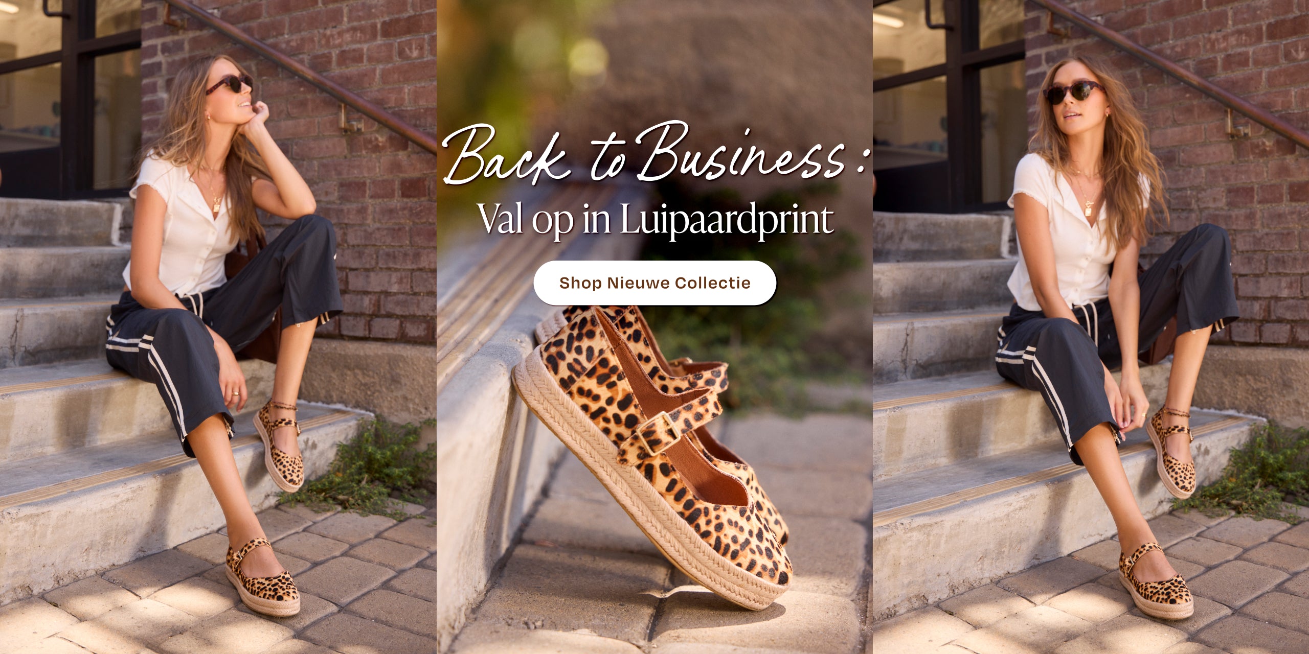 Carolina Mary Jane in Bruin Luipaardprint Haareer op model