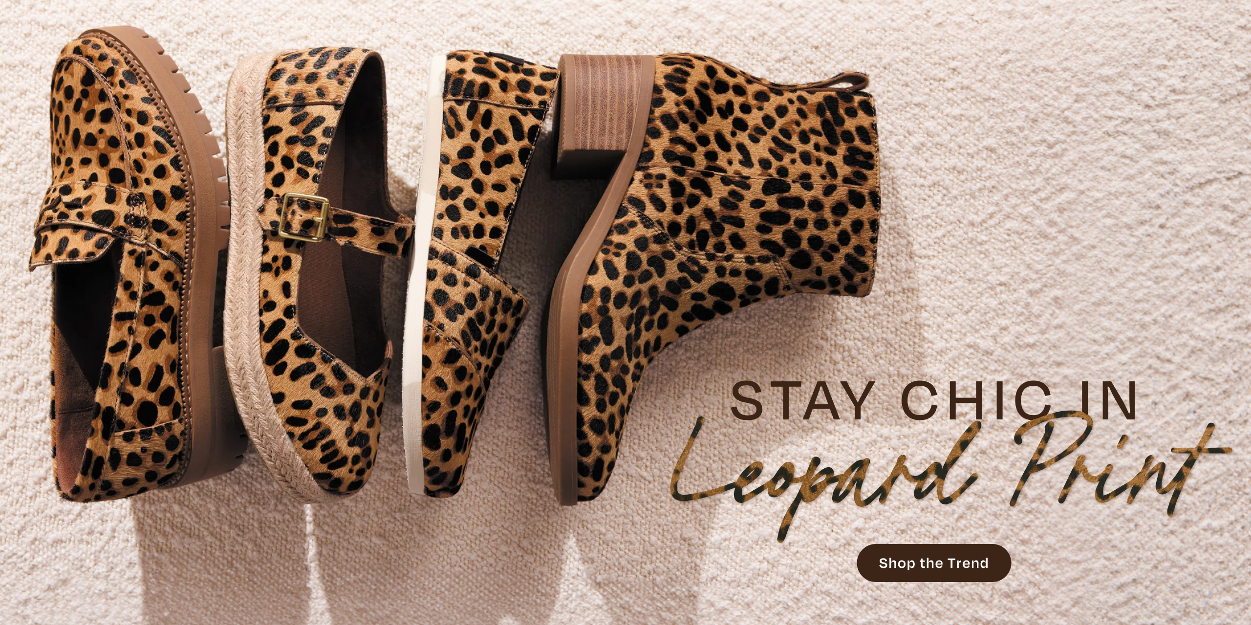 Leopard printed shoes laydown
