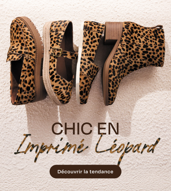 Chaussures à imprimé léopard présentées au sol