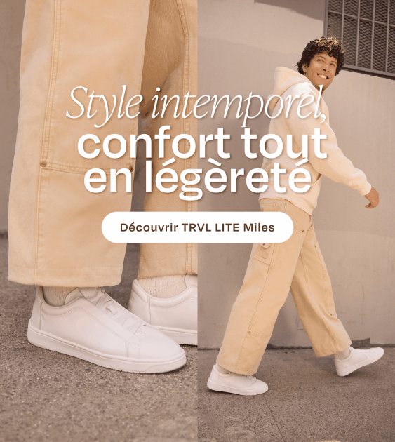 TRVL Lite Miles en cuir blanc résistant à l'eau porté sur mannequin