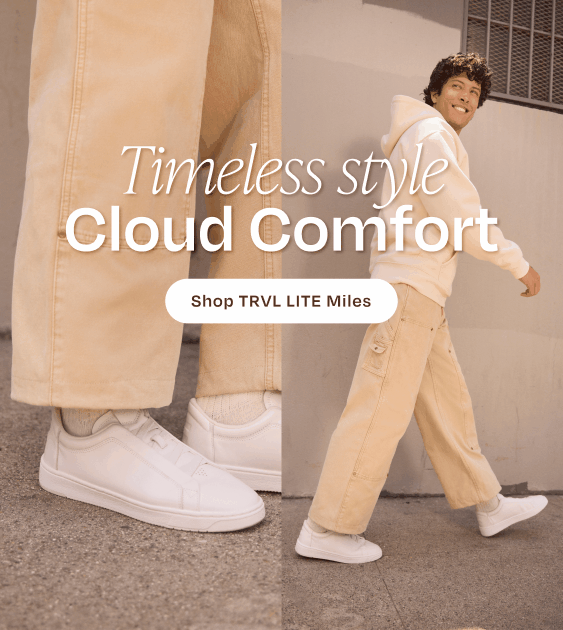 TRVL Lite Miles in Water Resistant White Leather on model