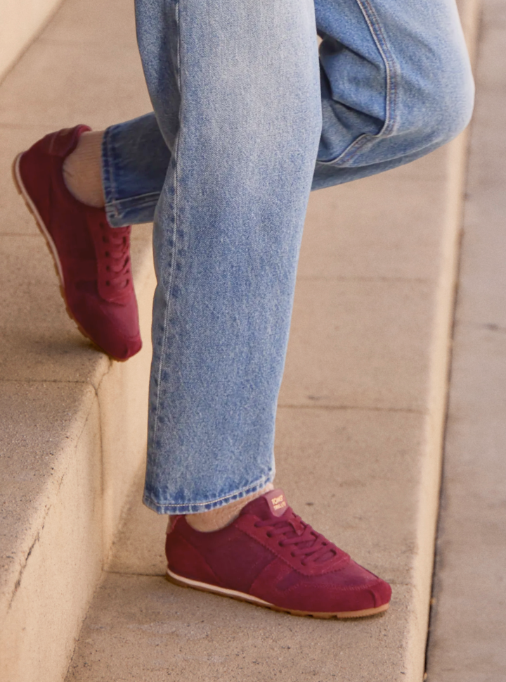 Palisade in Water Repellent Dark Burgundy Red Suede on foot