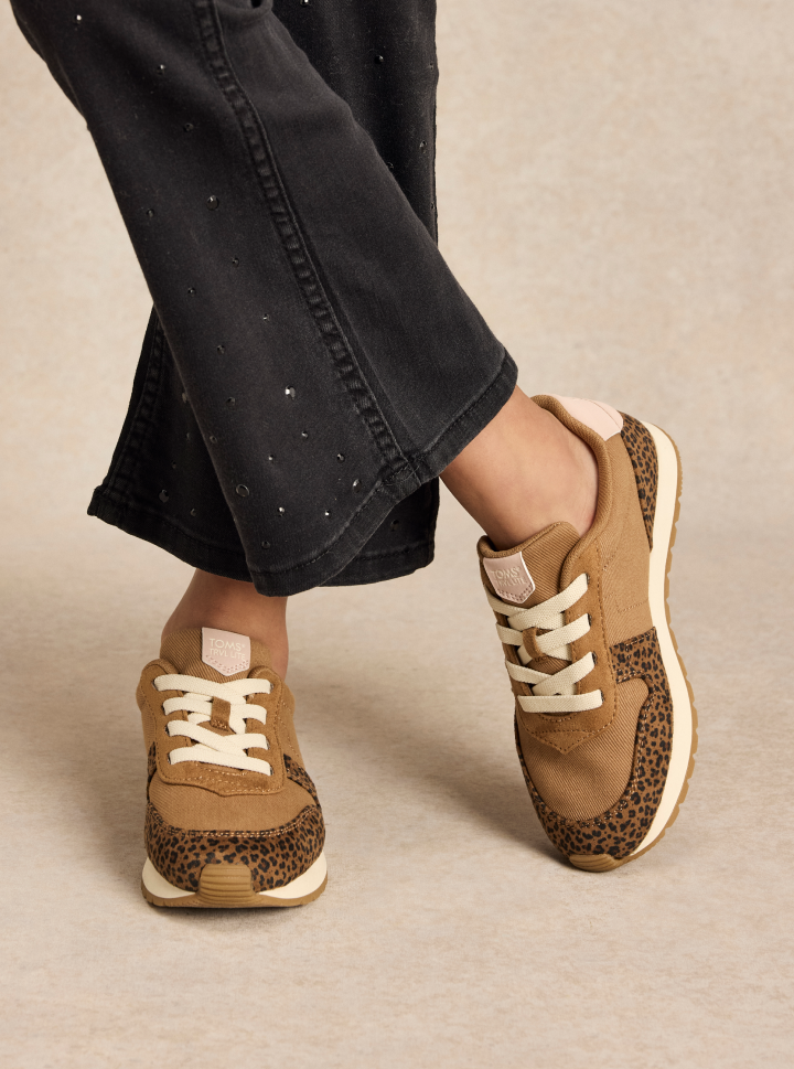 TRVL Lite Retro in Water Repellent Toffee Brown Micro Leopard Vintage Twill for  Youth