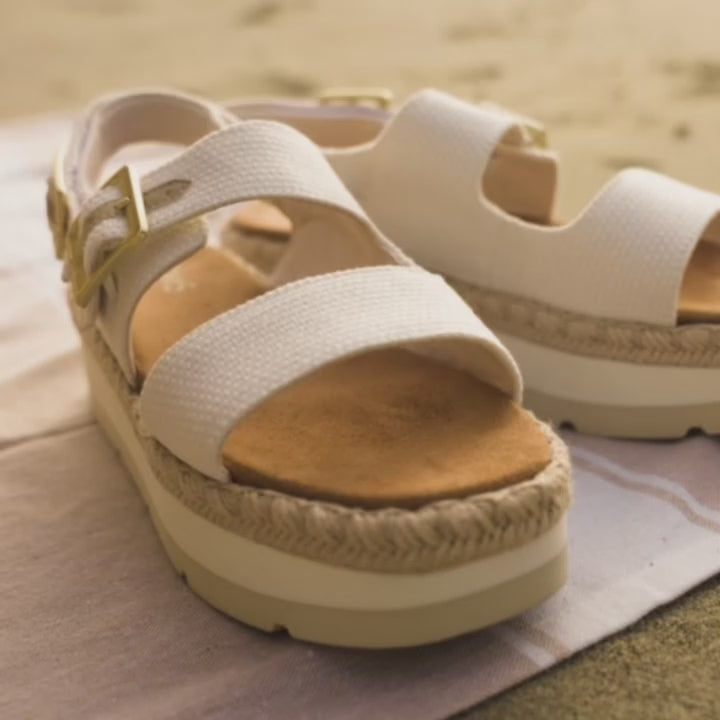 Sandales à plateforme Giana - Textile tissé blanc